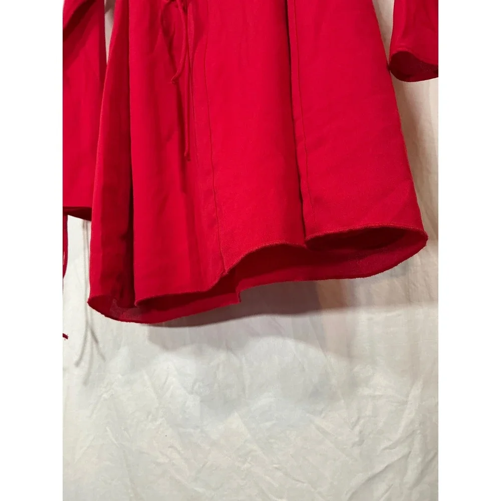 Wild Fable Red Ruffle V-Neck Long Sleeve Mini Dress with Tie Cuffs Size M NWT